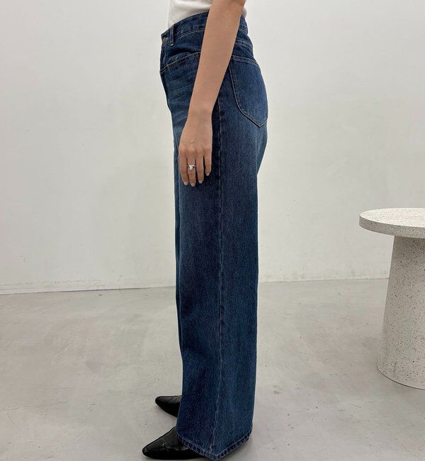  「【低身長サイズあり】スリットポケットストレートデニム」|デニム|