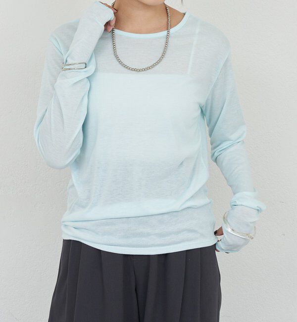  「シアーロングスリーブTEE」|Tシャツ・カットソー|スカイブルー
