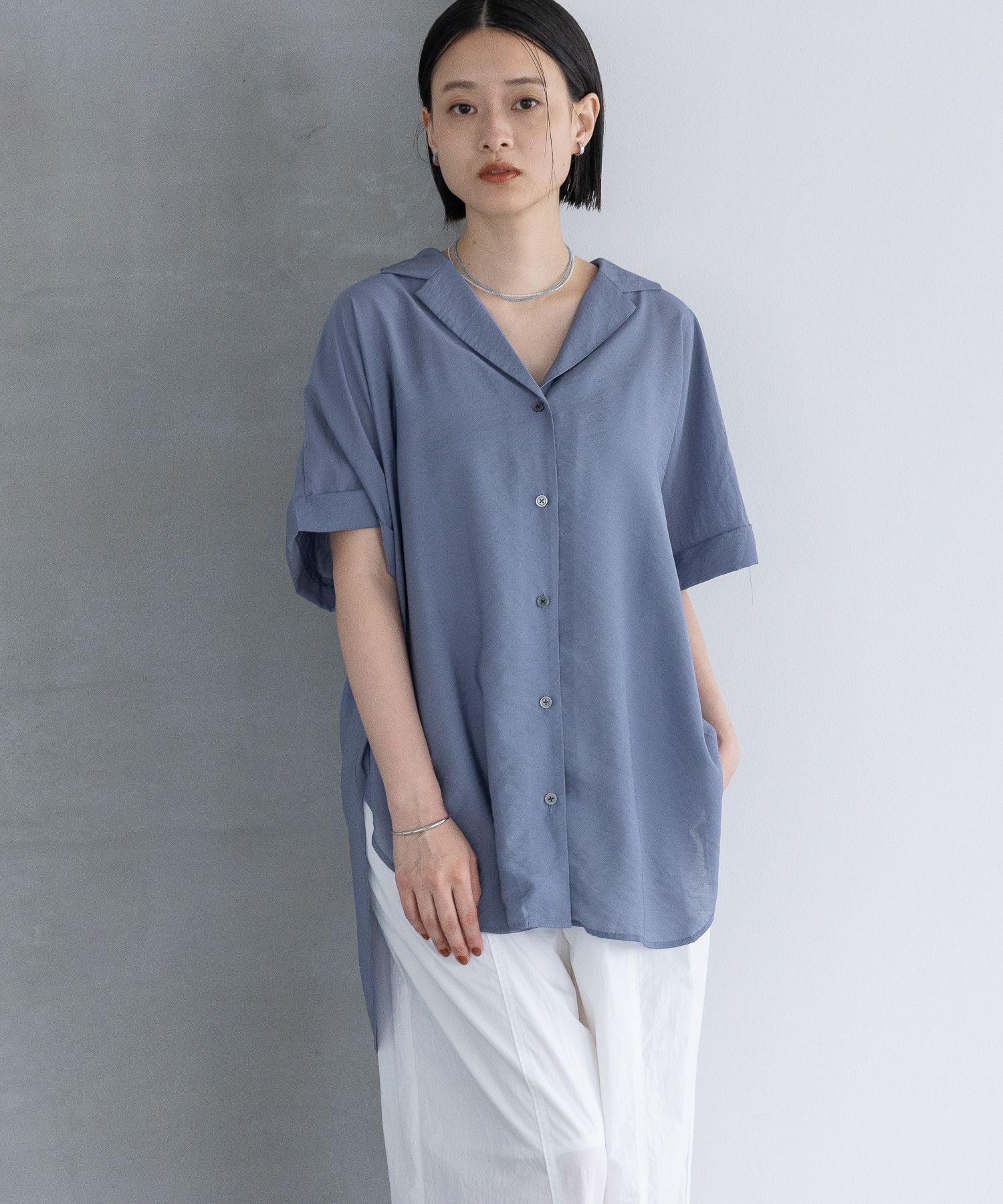 A part by 「【洗える】シアーカイキンBIGシャツ」|シャツ・ブラウス|ブルー