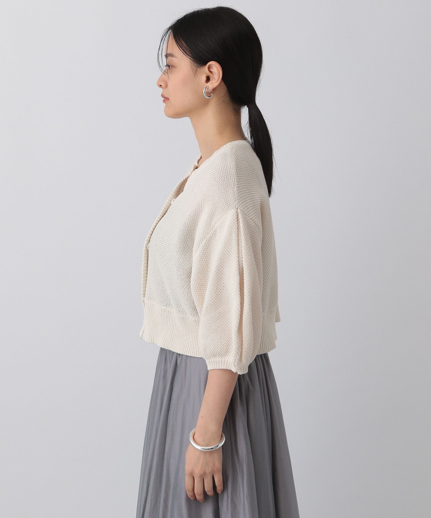 A part by 「コンパクトパフカーディガン_半袖」|カーディガン|