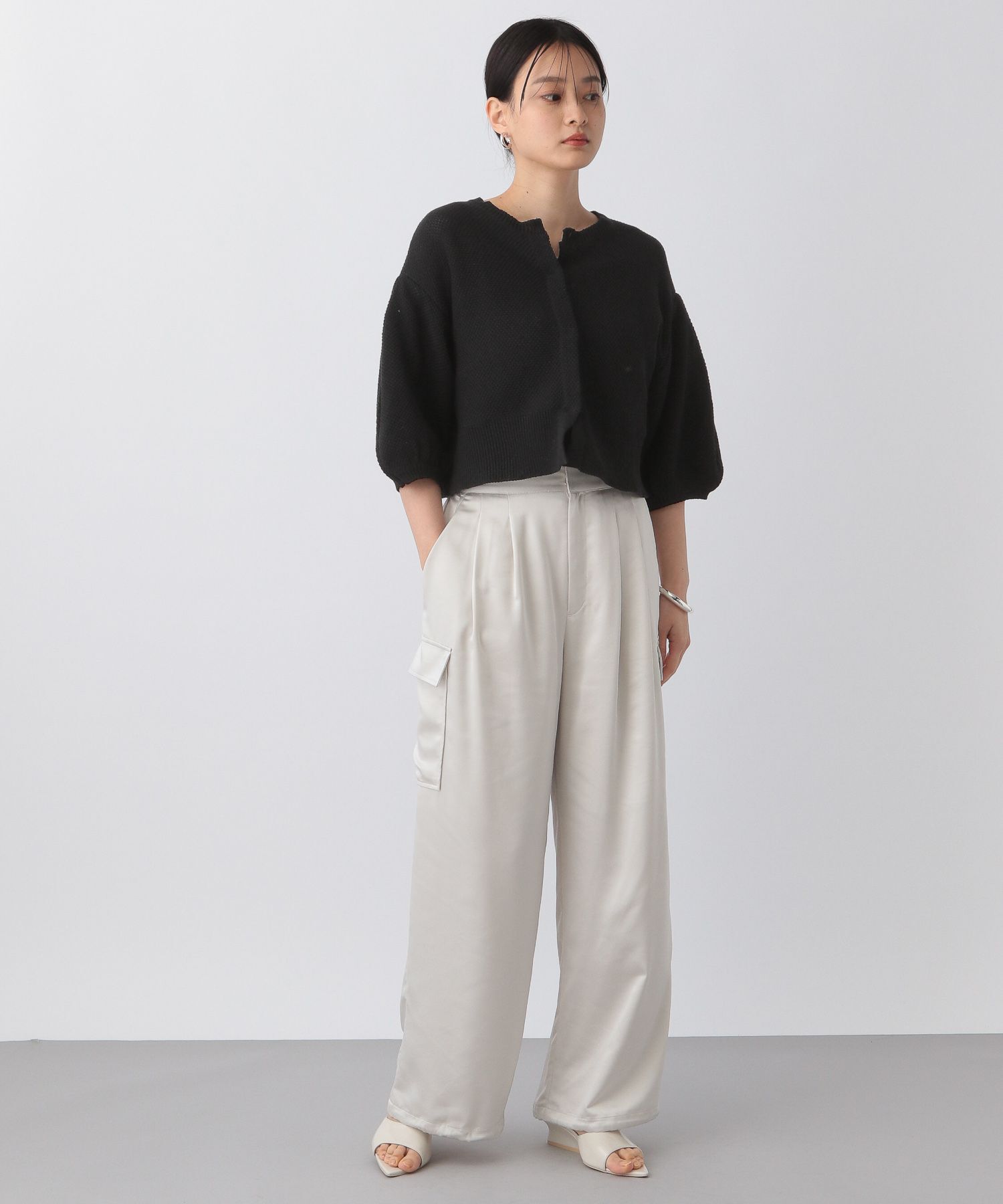 A part by 「コンパクトパフカーディガン_半袖」|カーディガン|