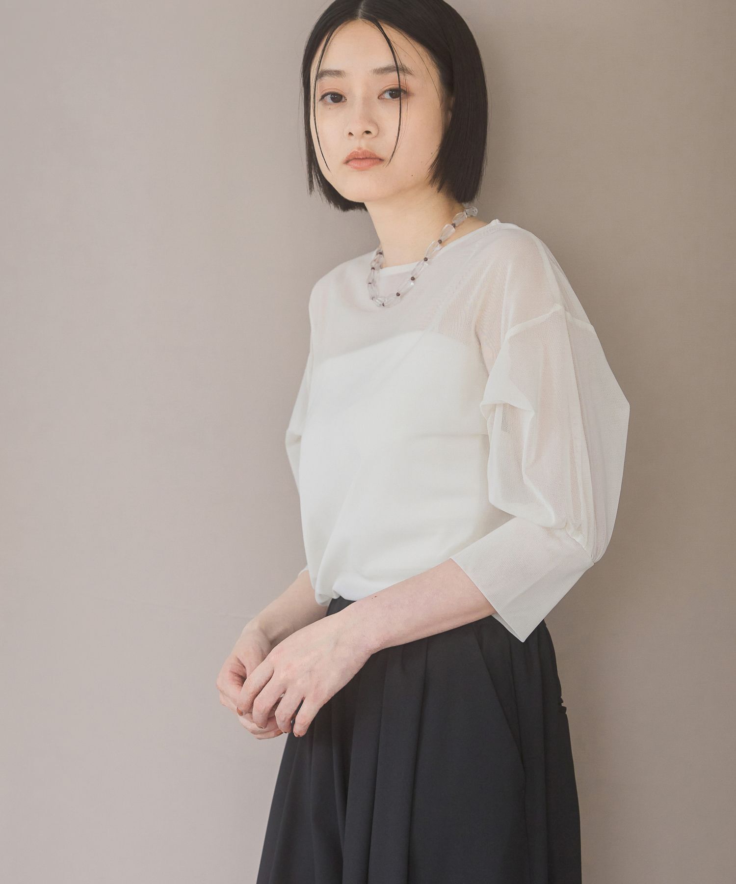 A part by 「チュールパフプルオーバー_半袖」|Tシャツ・カットソー|