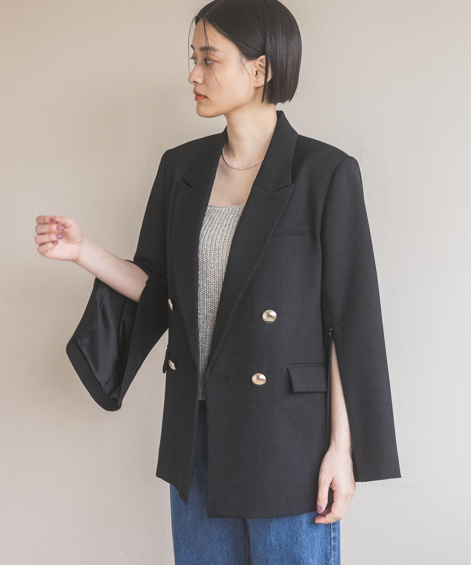 A part by 「【セットアップ対応】Ｗテーラードスリットジャケット」|テーラードジャケット|