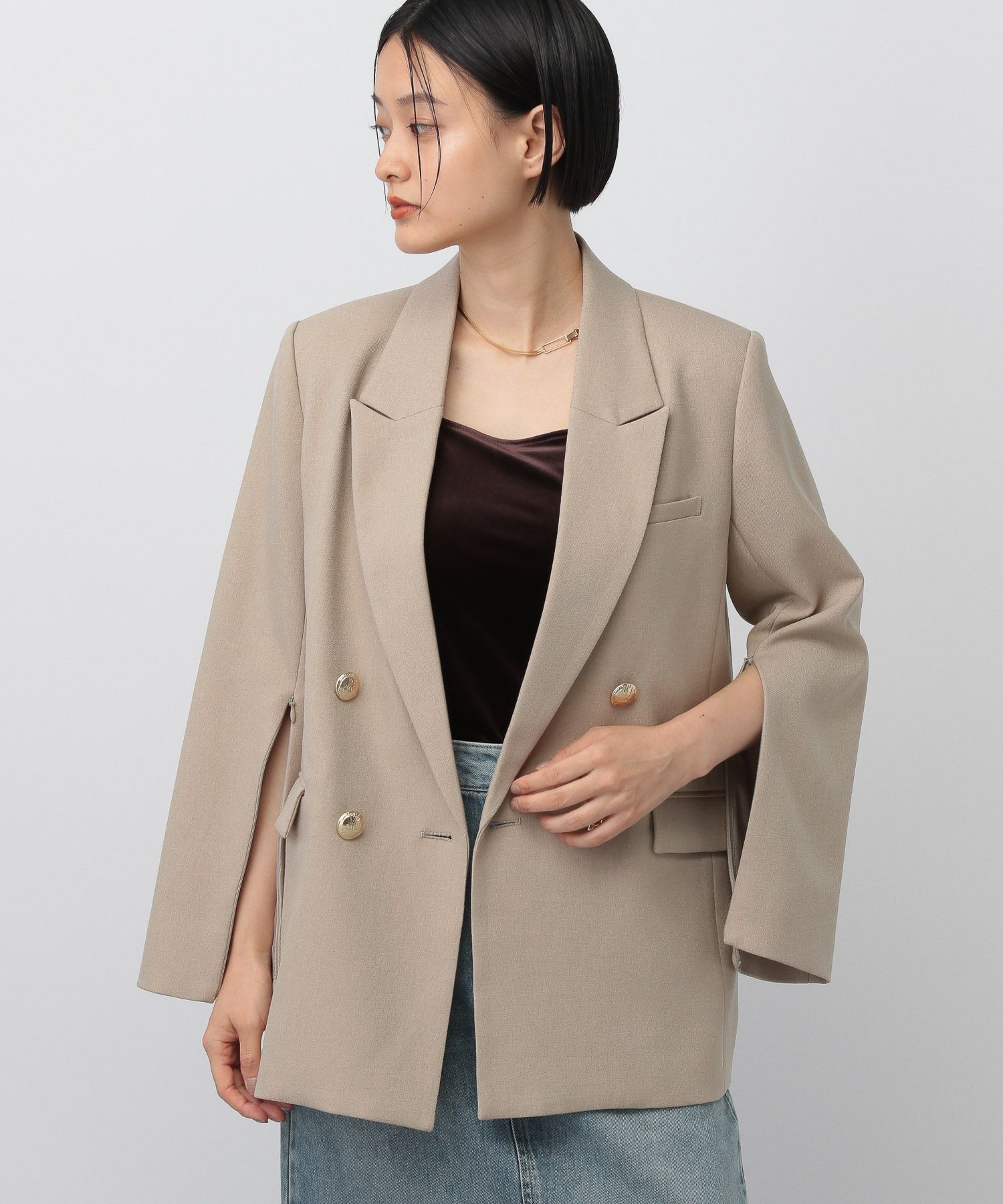 A part by 「【セットアップ対応】Ｗテーラードスリットジャケット」|テーラードジャケット|