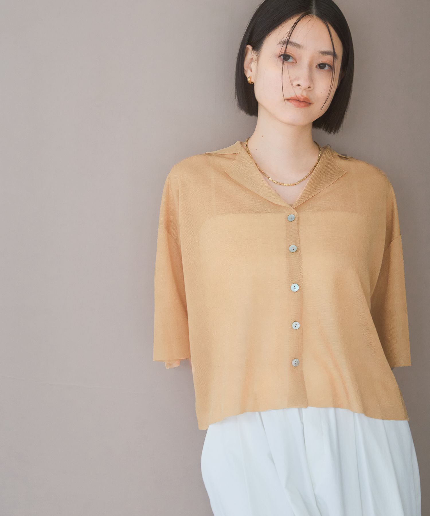 A part by 「シアーカイキンニットカーディガン」|ニット・セーター|オレンジ