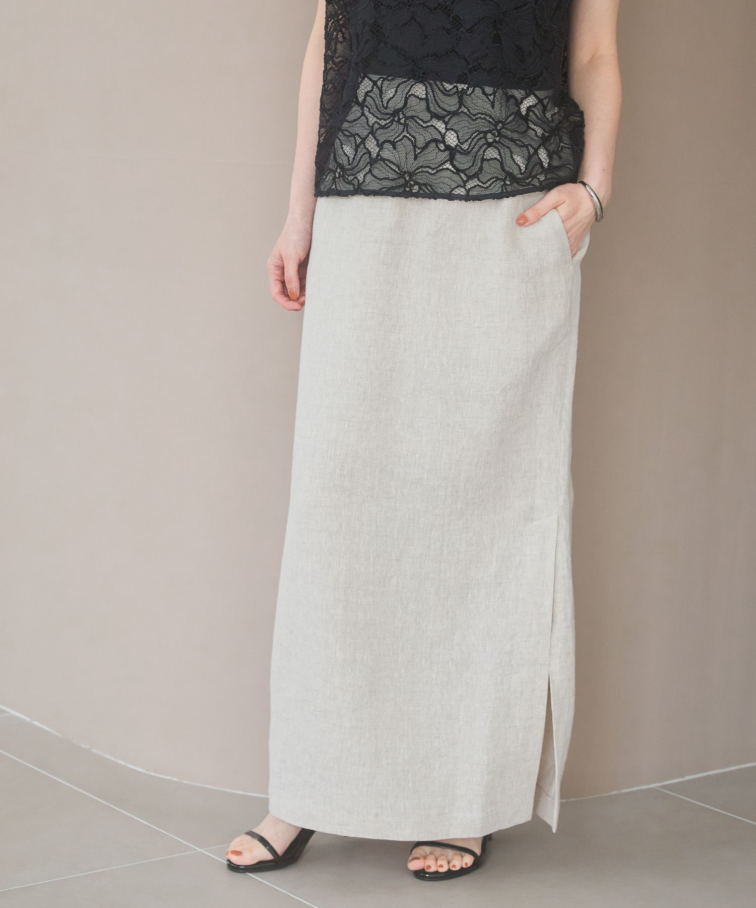 A part by 「スリットナローリネンスカート」|スカート|オフホワイト