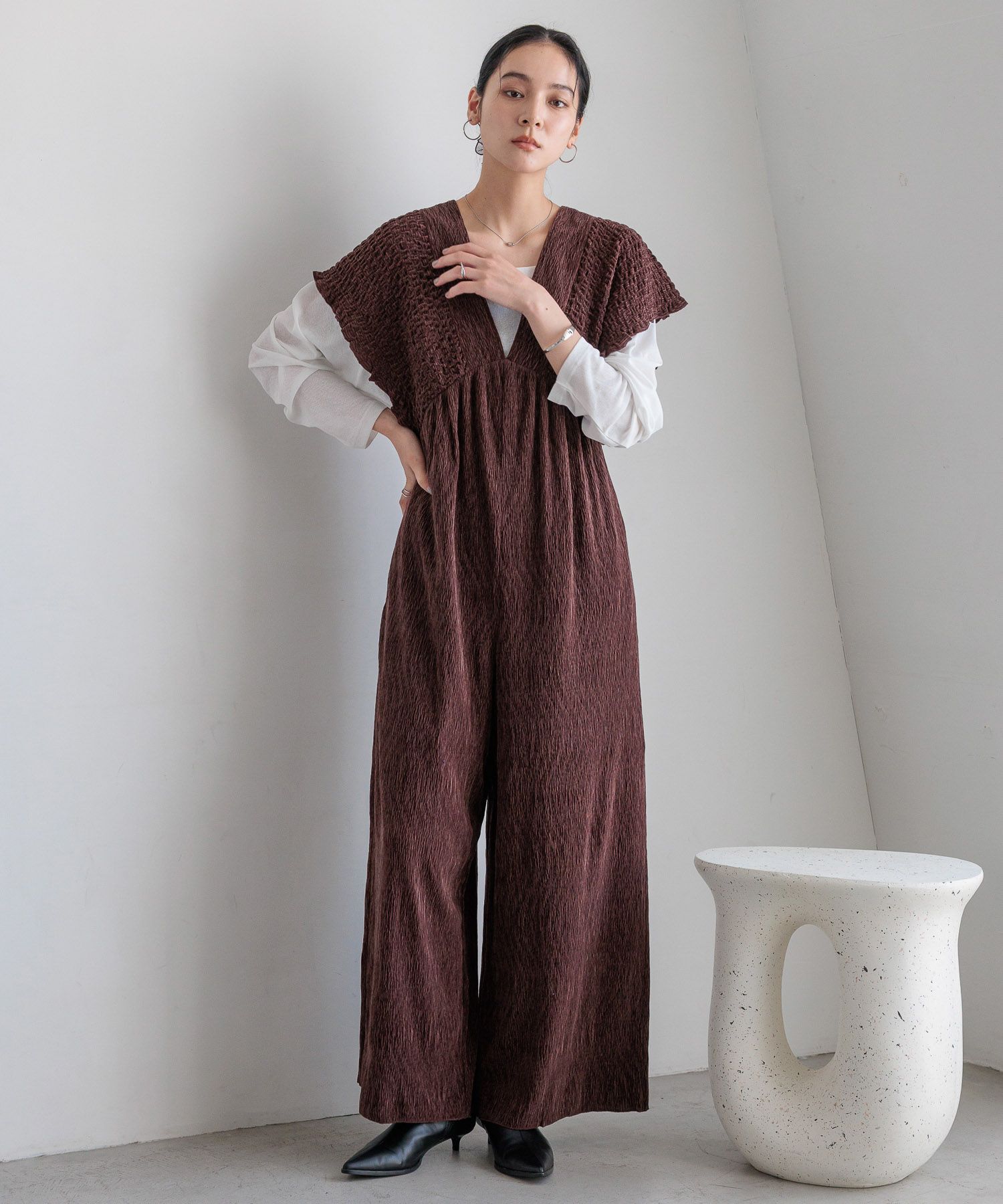 LOWRYS FARM「シャーリングベロアサロペ」|ワンピース|BRN8