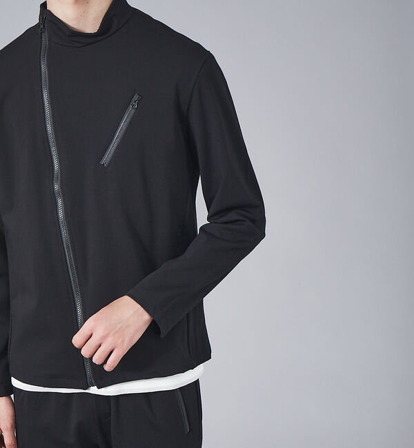 ABAHOUSE「ジャージー セミダブル ライダース ブルゾン」|ライダースジャケット|