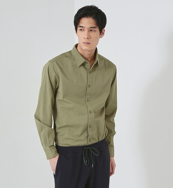 ABAHOUSE「ストレッチ コットン レギュラーカラー シャツ」|シャツ・ブラウス|カーキ