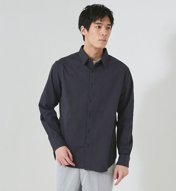ABAHOUSE「ストレッチ コットン レギュラーカラー シャツ」|シャツ・ブラウス|ネイビー