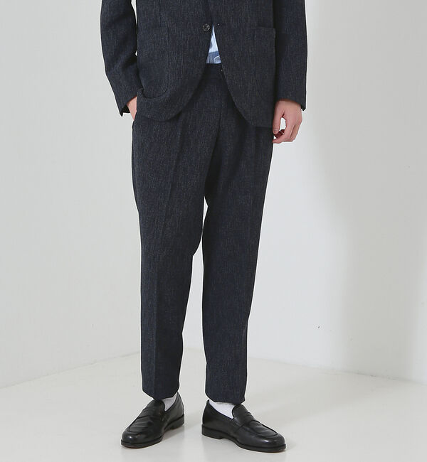 ABAHOUSE「【FLEX PANTS】サマー ミックス ツイードライク パンツ」|スラックス|ダークネイビー
