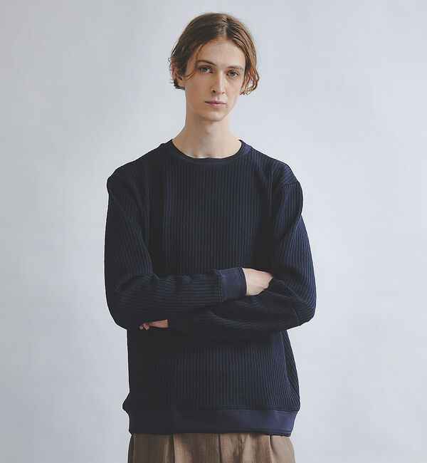 ABAHOUSE「クォーターゲージ ストライプコード プルオーバー ニット」|ニット・セーター|