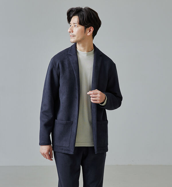 ABAHOUSE「【セットアップ対応】シルキー ネオスエード ジャケット/カーディガン」|カーディガン|ネイビー