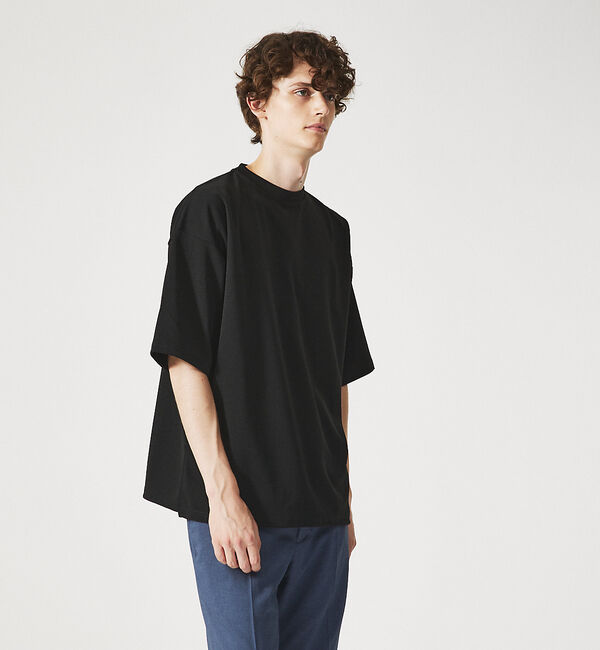 ABAHOUSE「【AH ABAHOUSE】カットジョーゼット ドロップショルダー モックネック」|Tシャツ・カットソー|ブラック