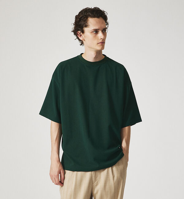 ABAHOUSE「【AH ABAHOUSE】カットジョーゼット ドロップショルダー モックネック」|Tシャツ・カットソー|グリーン