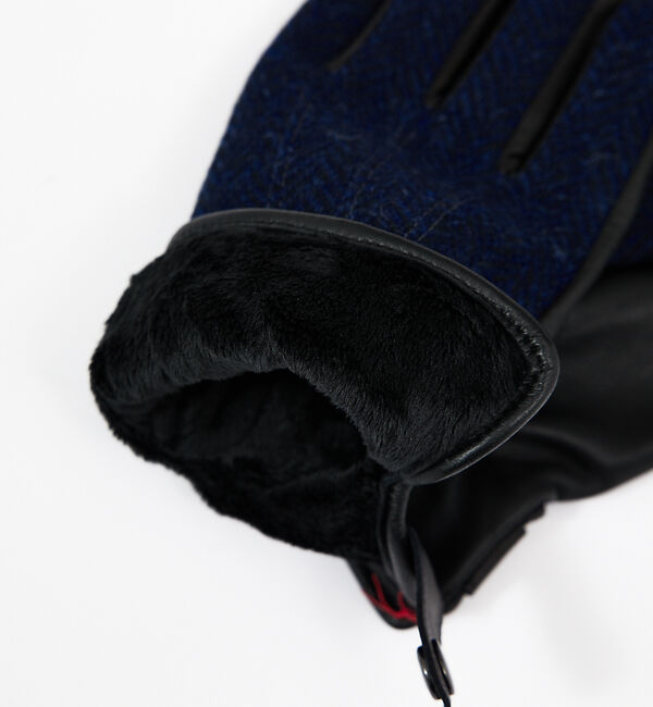 ABAHOUSE「【HarrisTweed】タッチパネル対応 / ラムレザーコンビ ベルト付きグロ」|手袋|