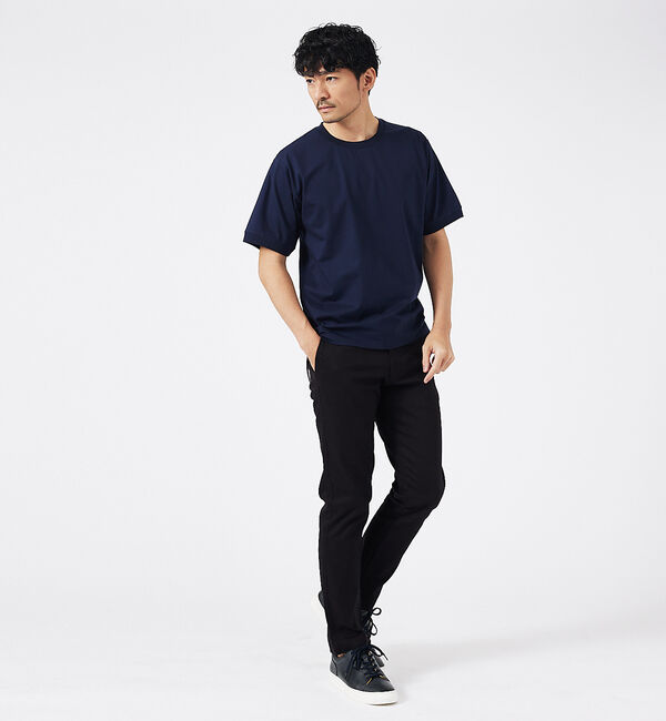 ABAHOUSE「【通年生地使用】シルケット天竺ワイドリブ 半袖Tシャツ」|Tシャツ・カットソー|