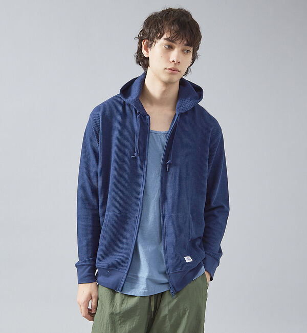 ABAHOUSE「【JEMORGAN /ジェーイーモーガン 】軽量ワッフルジップパーカー ダブルジ」|パーカー|ネイビー