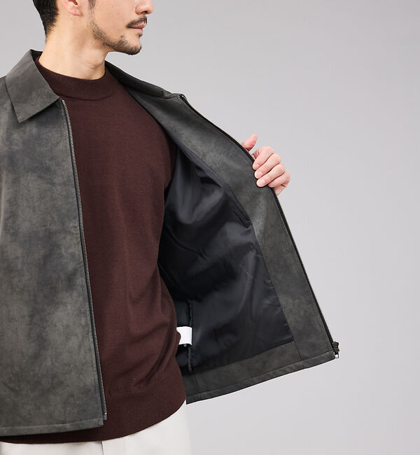 ABAHOUSE「【ネオレザー】ヴィンテージライク ジップブルゾン」|ライダースジャケット|
