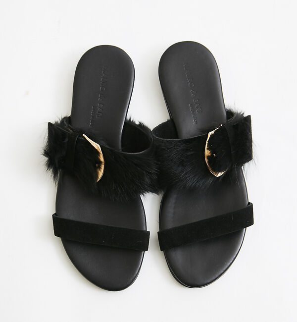 Rouge vif「MAURO de BARI 2ベルトファーフラットサンダ」|サンダル|