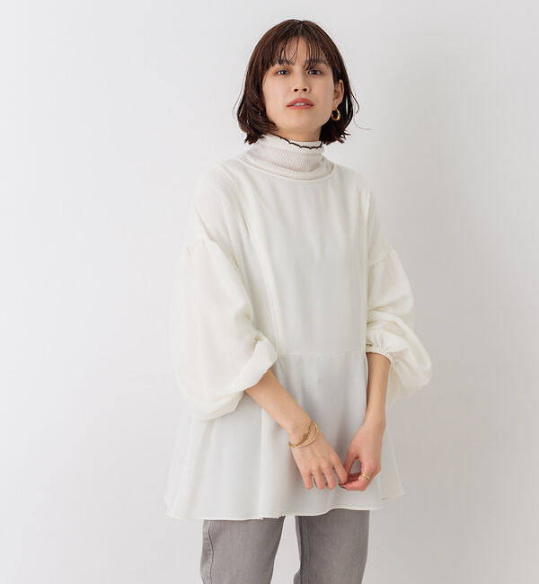 Rouge vif「【WEB限定】2WAY切り替えギャザーブラウス」|シャツ・ブラウス|ホワイト