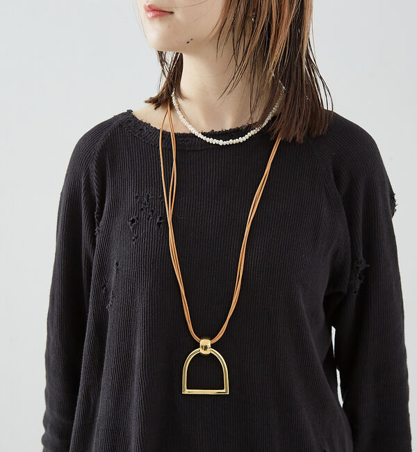 Rouge vif「【CXC/シーエックスシー】レザーゴールドチャームネックレス」|ネックレス|