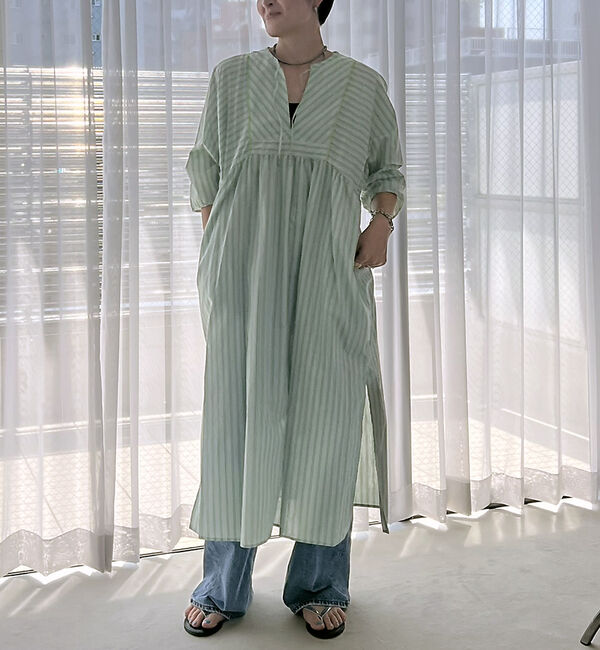 Rouge vif「【Le Melange/ル・メランジュ】ストライプスワンピース/ワンピース/スト」|ワンピース|グリーン