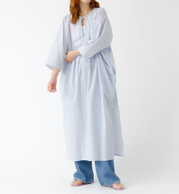 Rouge vif「【Le Melange/ル・メランジュ】ストライプスワンピース/ワンピース/スト」|ワンピース|ブルー