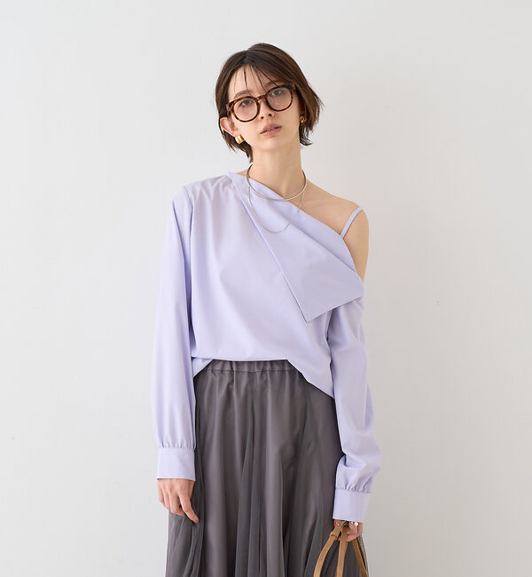 Rouge vif「【新色登場】【一部店舗限定】アシメオフショルブラウス」|シャツ・ブラウス|