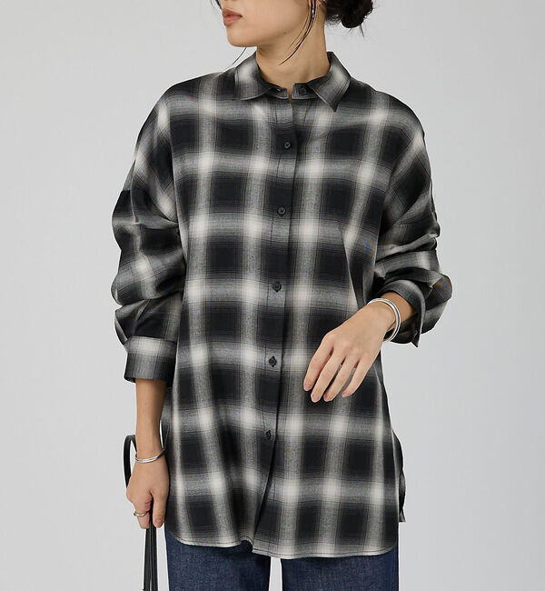 Rouge vif「オンブレーチェックオーバーシャツ」|シャツ・ブラウス|グレー