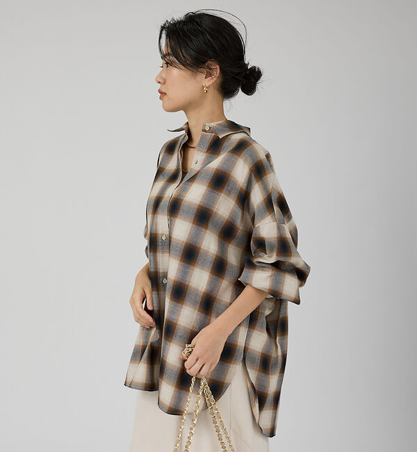 Rouge vif「オンブレーチェックオーバーシャツ」|シャツ・ブラウス|