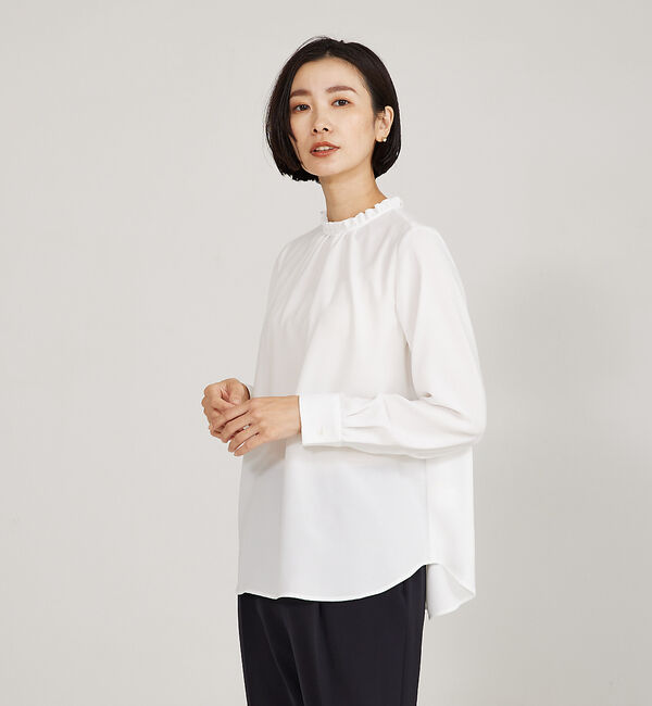 qualite「フリルスタンドカラーブラウス」|シャツ・ブラウス|
