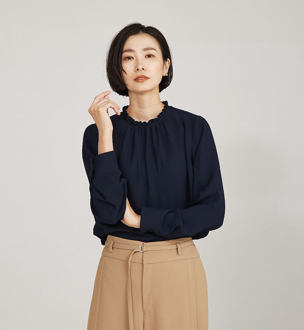 qualite「フリルスタンドカラーブラウス」|シャツ・ブラウス|