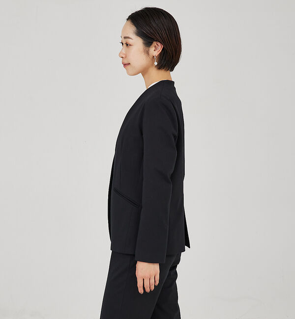 qualite「【セットアップ対応】トリコットストレッチジャケット」|ノーカラージャケット|