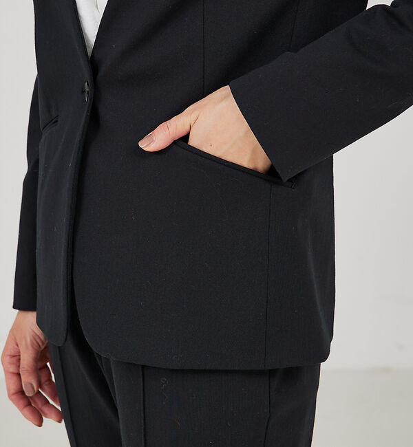 qualite「【セットアップ対応】トリコットストレッチジャケット」|ノーカラージャケット|