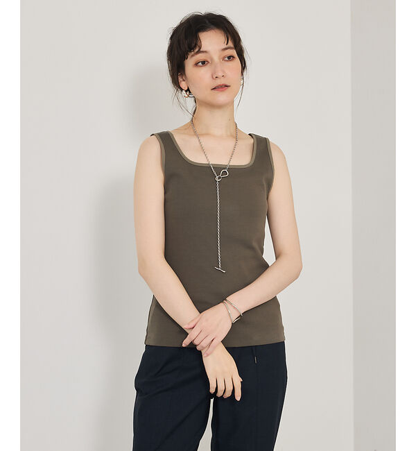 qualite「プレミアムフライスタンクトップ」|キャミソール|カーキ