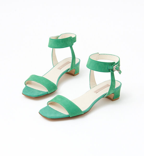 AU BANNISTER「スクエアトゥミドルヒールサンダル」|サンダル|グリーン