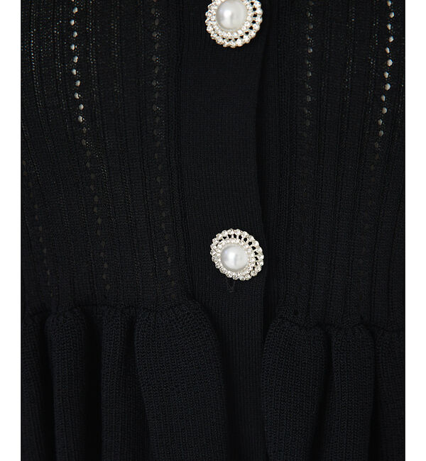 SELFIST「ビジューボタン付きペプラムニットカーデ」|カーディガン|