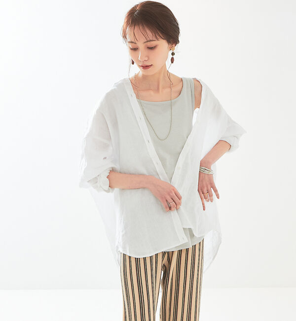 abahouse mavie「リネン2wayカシュクールオーバーシャツ」|シャツ・ブラウス|