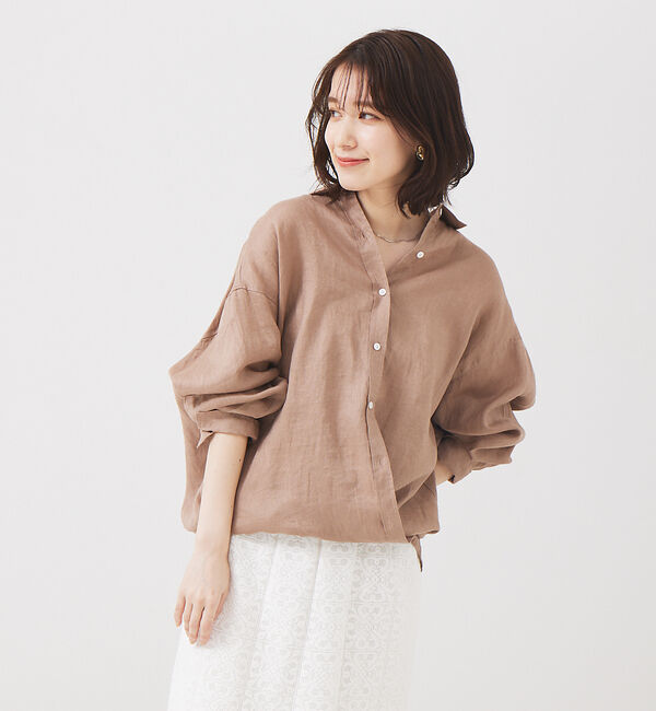 abahouse mavie「リネン2wayカシュクールオーバーシャツ」|シャツ・ブラウス|ベージュ系その他1