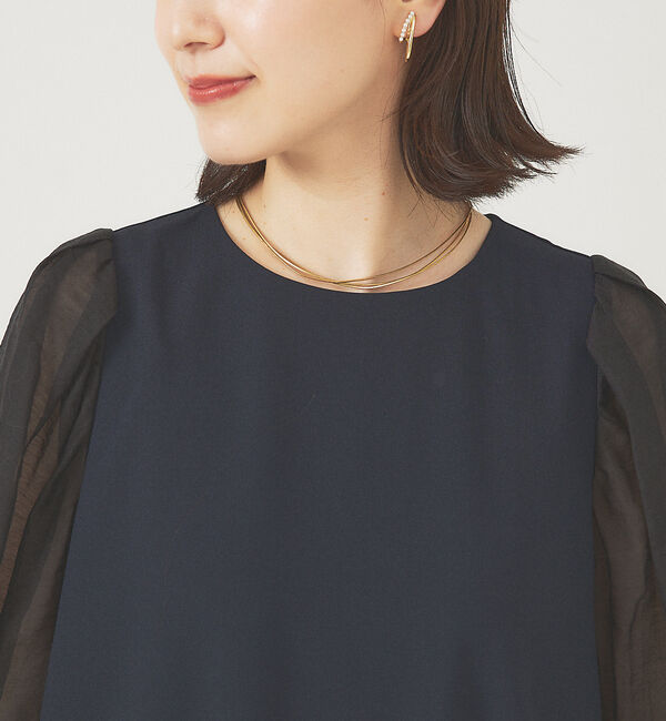 abahouse mavie「【エニデイカセット】シアー袖切替ワンピース」|ワンピース|