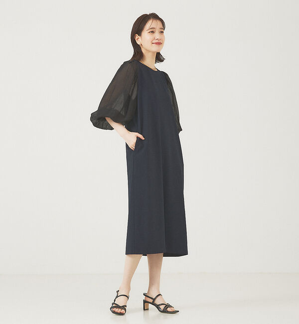 abahouse mavie「【エニデイカセット】シアー袖切替ワンピース」|ワンピース|