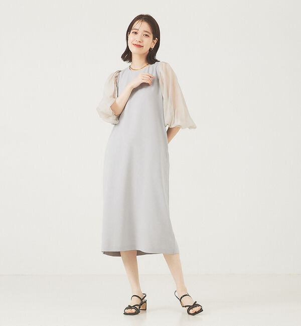 abahouse mavie「【エニデイカセット】シアー袖切替ワンピース」|ワンピース|