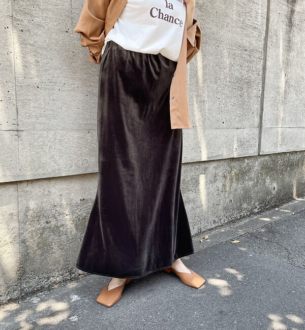 abahouse mavie「ベロア&プリントマーメイドスカート」|スカート|