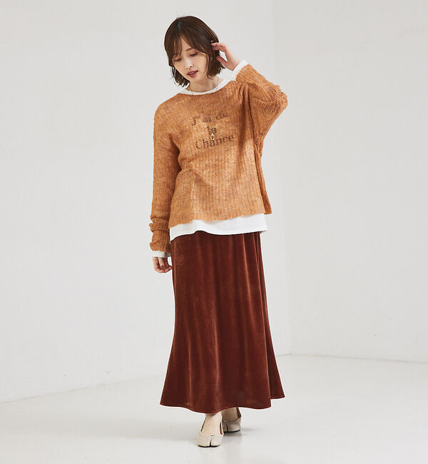 abahouse mavie「ベロア&プリントマーメイドスカート」|スカート|