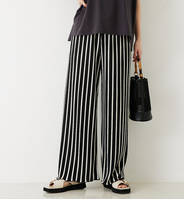 abahouse mavie「クリスタルプリーツパンツ」|その他|ストライプ