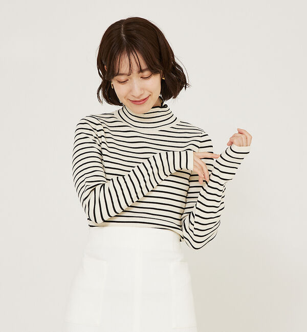 abahouse mavie「ポリエステルリブハイネックプルオーバー」|ニット・セーター|ホワイト系その他1