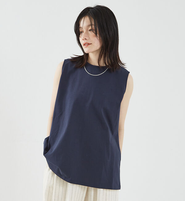 abahouse mavie「バックスリットノースリ」|Tシャツ・カットソー|ネイビー