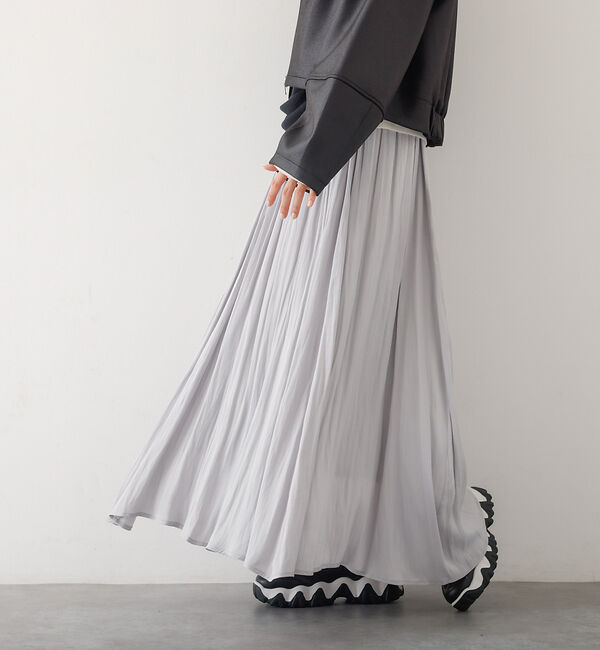 abahouse mavie「ヴィンテージサテンギャザースカート」|スカート|グレー