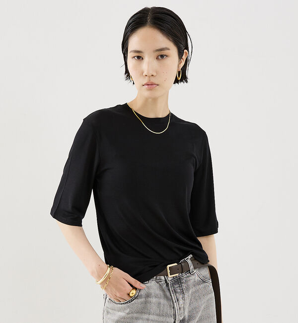 The Store by C' 「【COCUCA】ウォッシャブルシルクTee」|Tシャツ・カットソー|ブラック